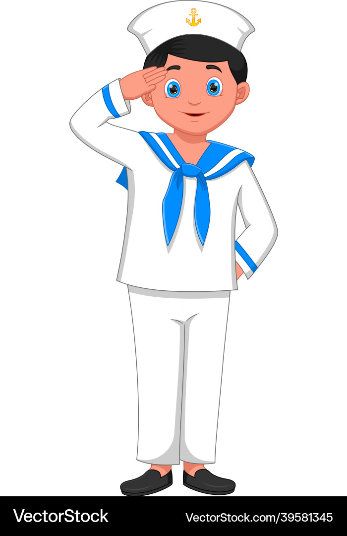 Cartoon Junge tragen Marine Segler Kostüm Cartoon Junge tragen Marine Segler Kostüm vektorbild