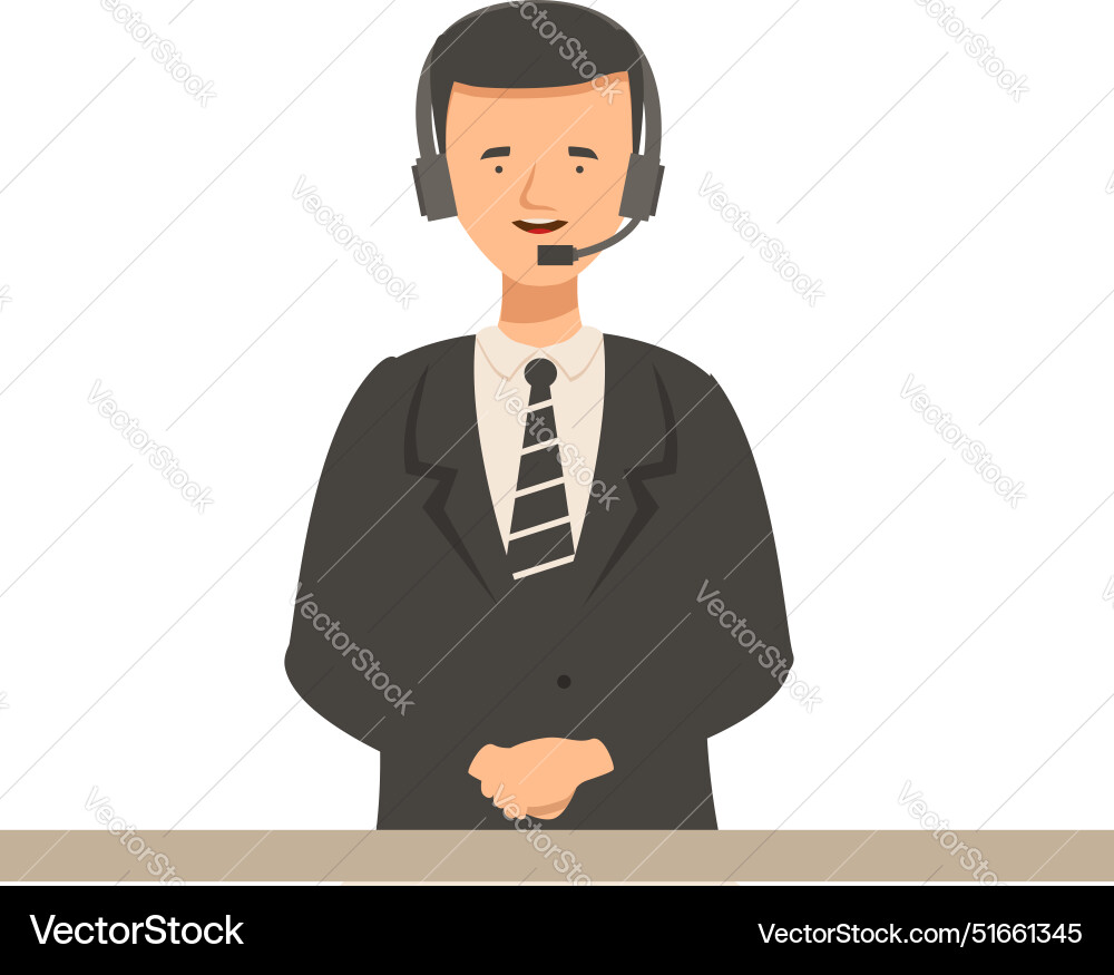 Customer service representative is smiling while Customer service representative is smiling while vector image