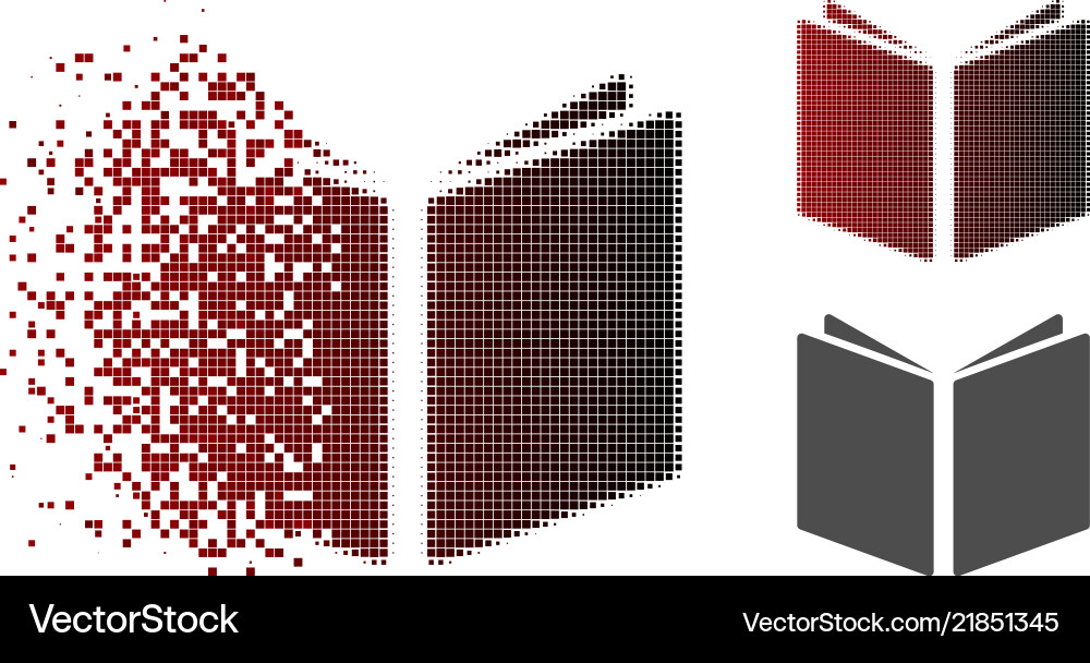 Destructed dotted halftone open book icon Destructed dotted halftone open book icon vektorbild
