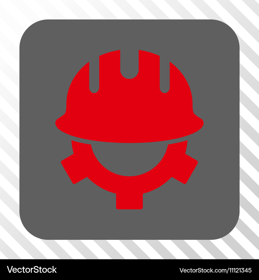 Development helmet rounded square button vector image