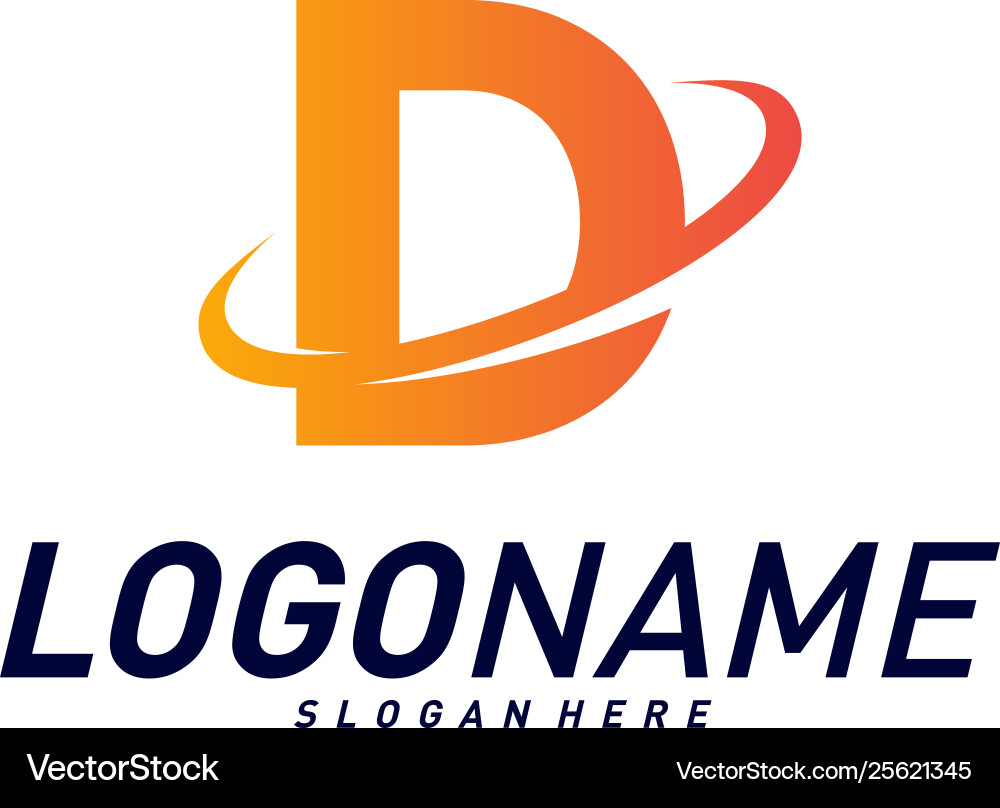Font with planet logo design concepts letter d Font with planet logo design concepts letter d Vector Image