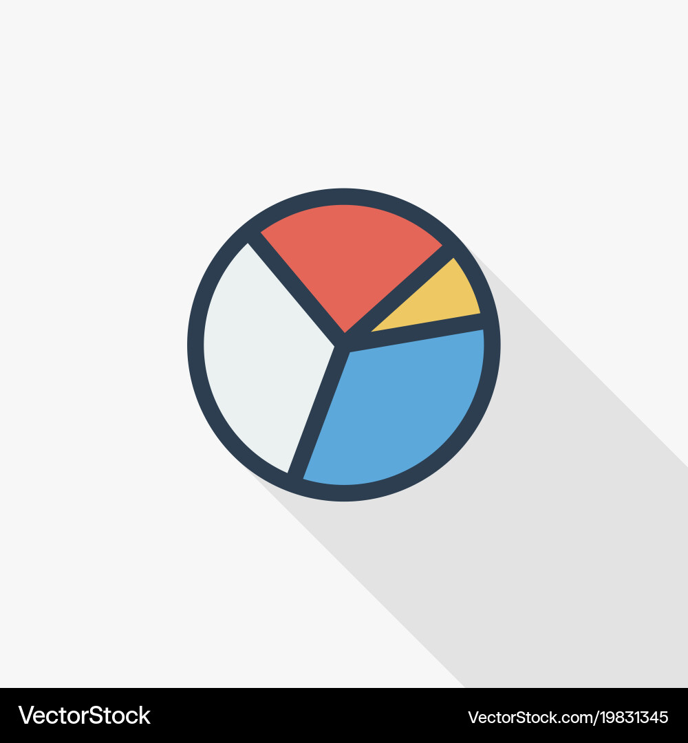 Graph chart pie diagram thin line flat color icon vector image