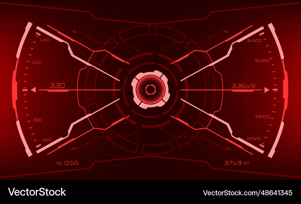 Hud sci-fi interface screen view red geometric Hud sci-fi interface screen view red geometric vector image