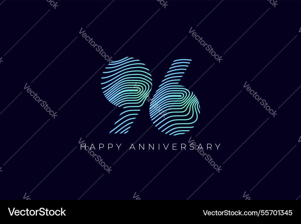 Numeric design with line curve 96th happy Numeric design with line curve 96th happy vector image