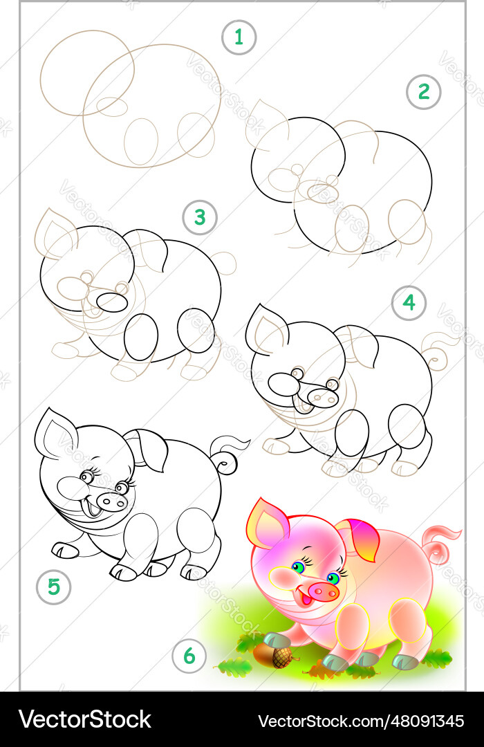 Page shows how to learn step by draw Vector Image
