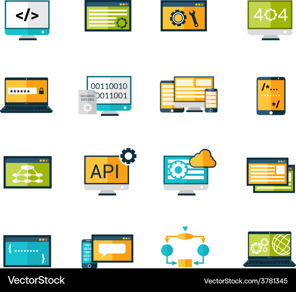 Programming Icon Set - Digital & Data vector image