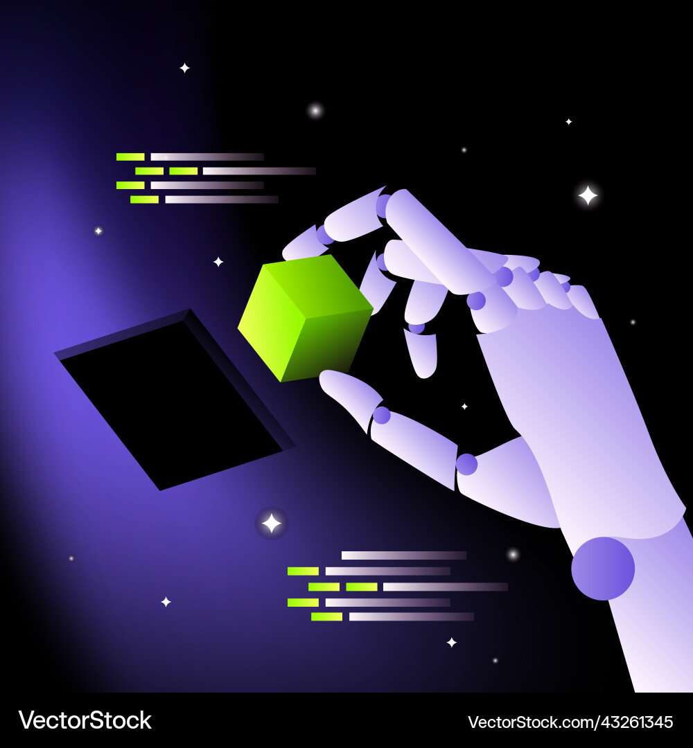 Robotic machine learning artificial Robotic machine learning artificial vector image
