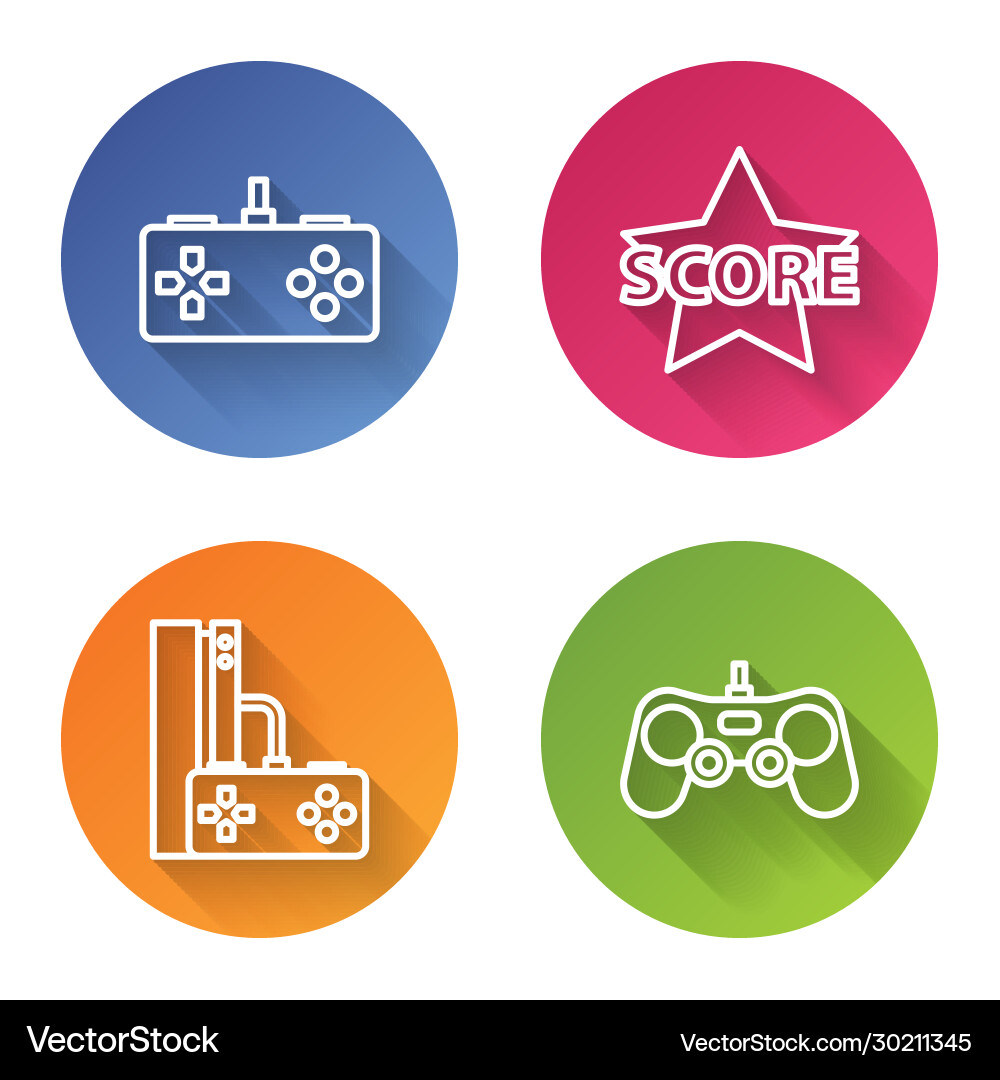 Set line gamepad star game console with joystick Set line gamepad star game console with joystick vector image