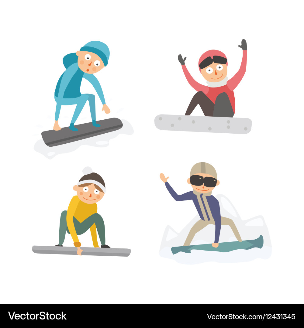 Snowboarder jump in different pose vector image