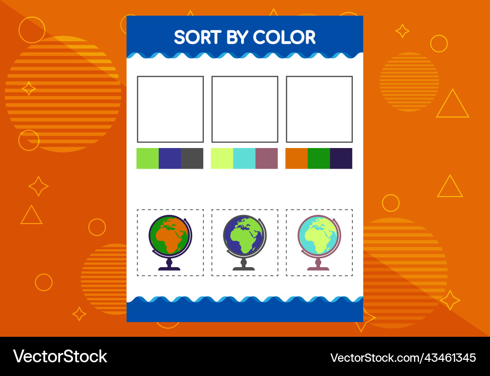 Sort by color worksheet for kids good school Sort by color worksheet for kids good school Vector Image