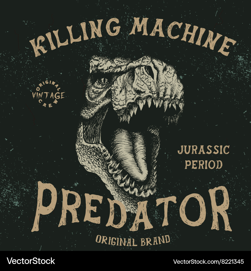 Vintage label with tyrannosaur vector image