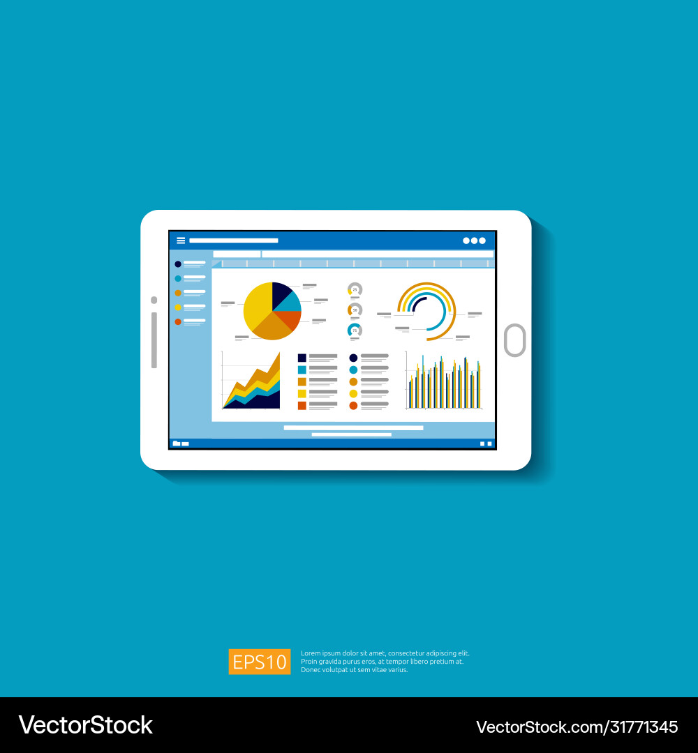 Web statistics analytic charts on mobile device Vector Image