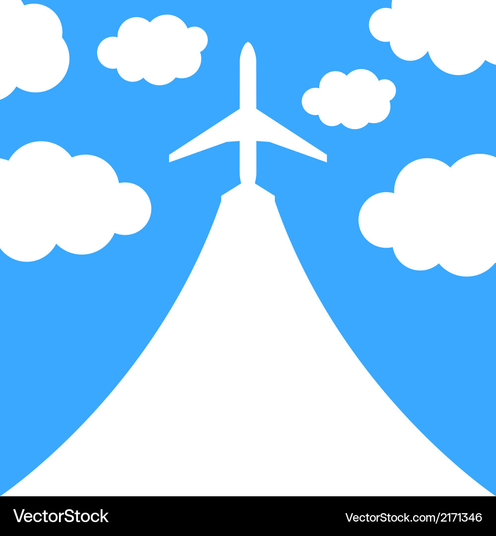 Abstract background with airplane and clouds vector image