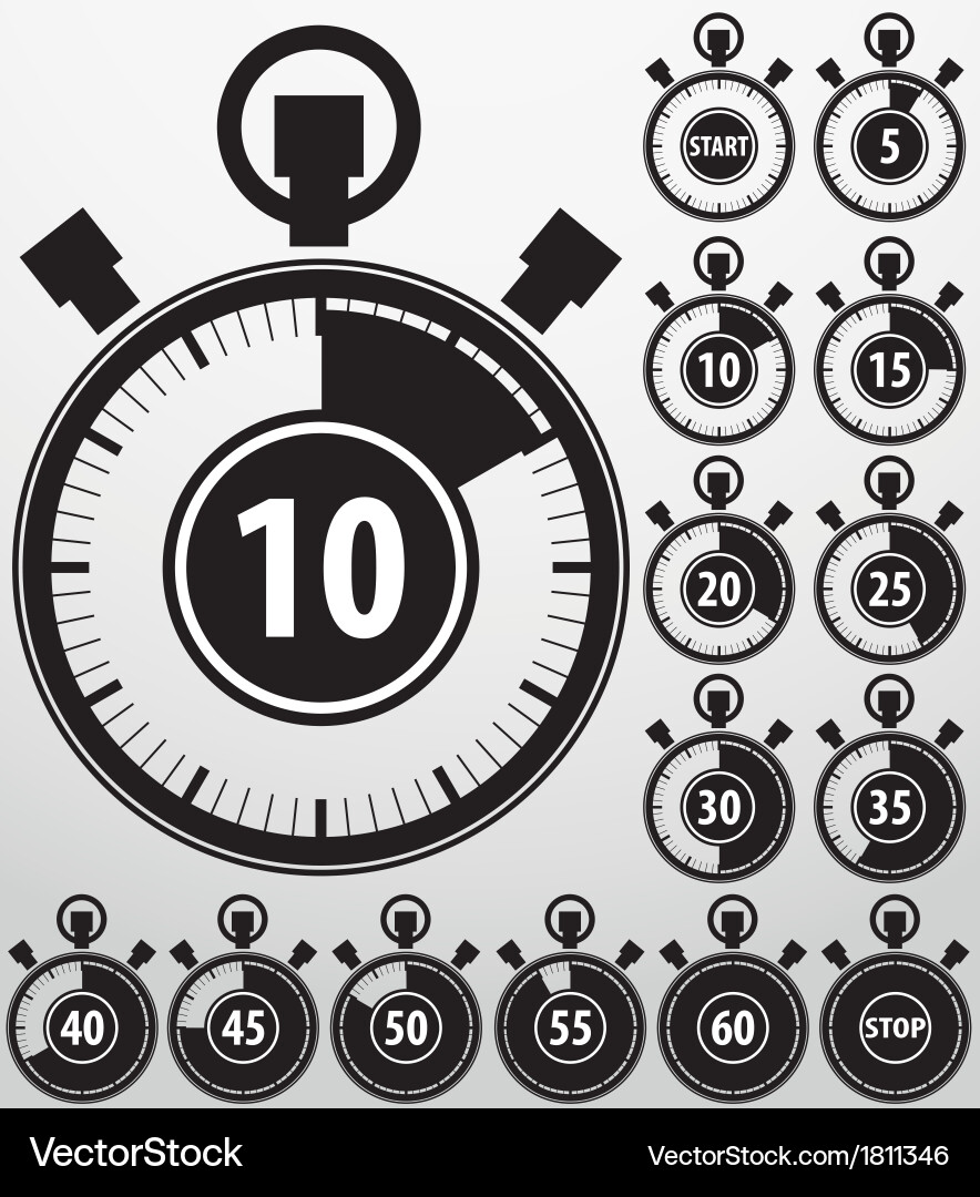 Analog Timer Icons - Clock Set Vector Image