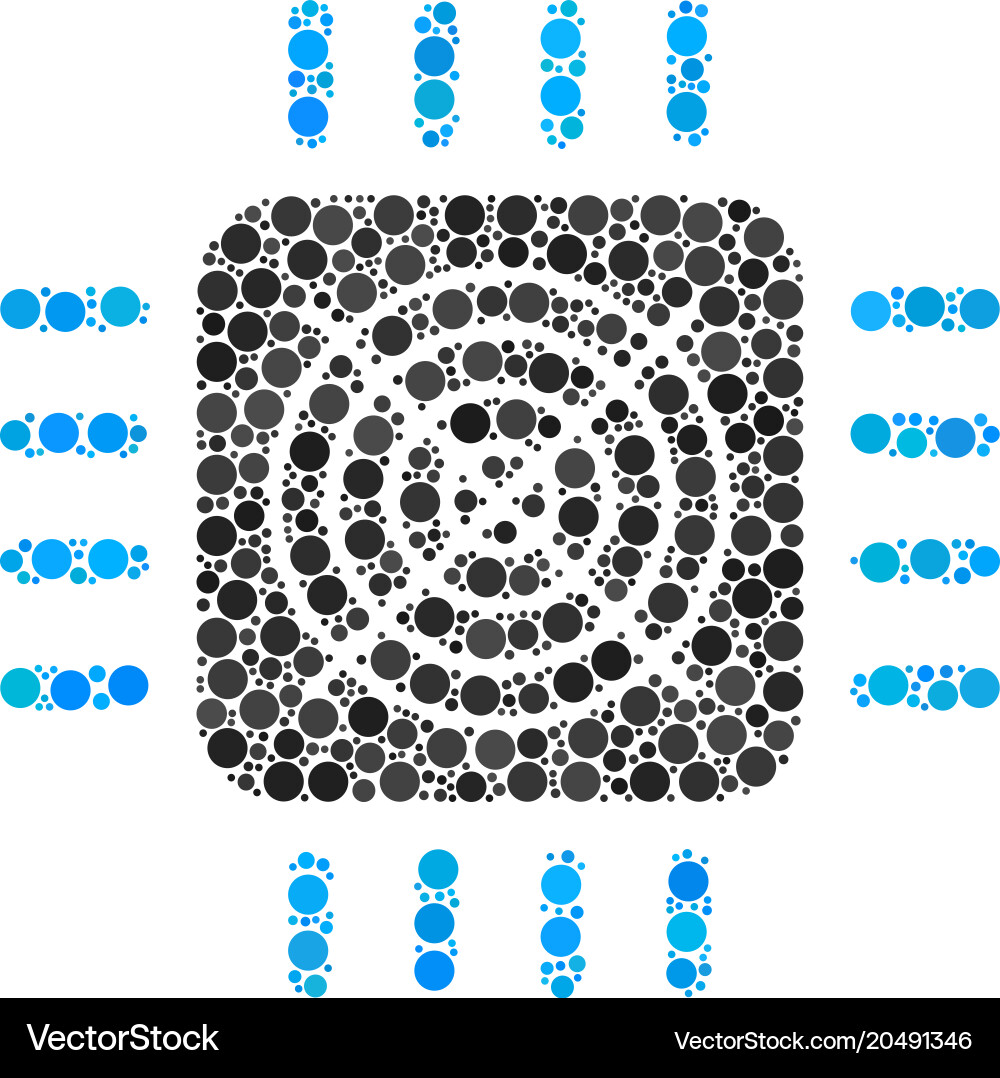 Asic processor mosaic of filled circles vector image