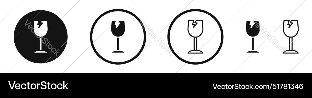 Box fragile line icon set Vector Image