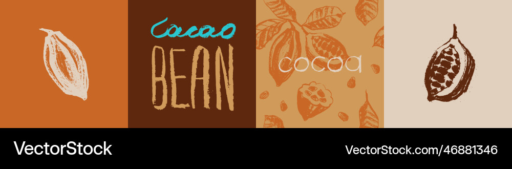 Cocoa beans pattern with cacao symbols Cocoa beans pattern with cacao symbols vector image