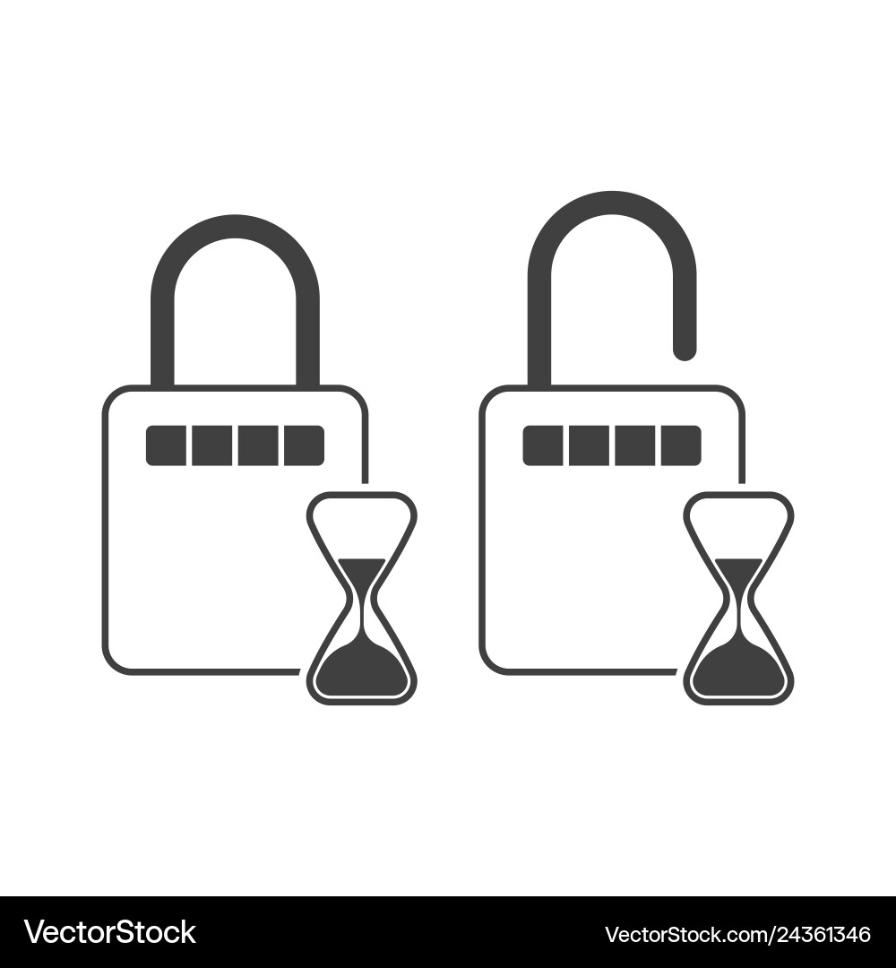 Combination Lock Icon - Open and Closed vector image