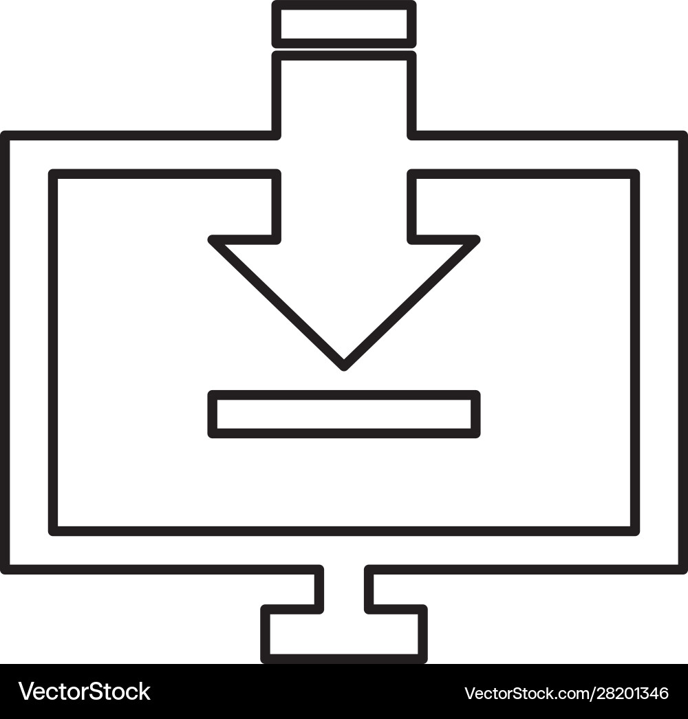 Computer desktop with arrow download Computer desktop with arrow download vector image