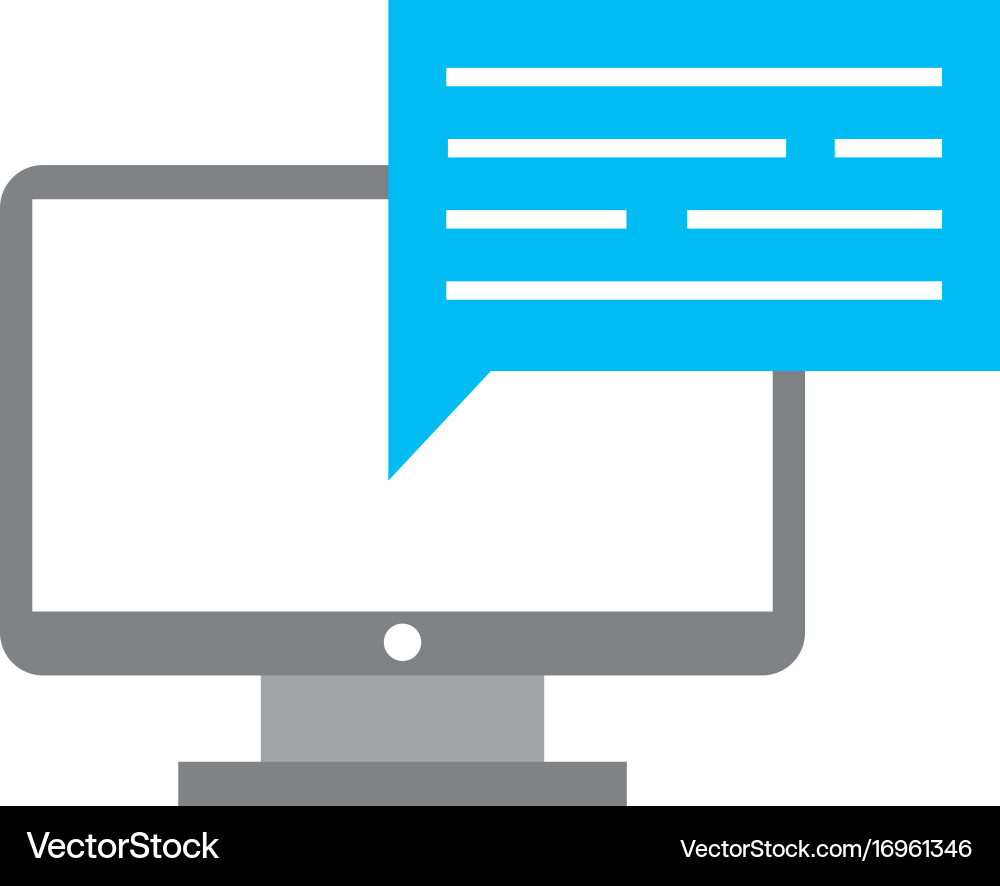 Computer desktop with speech bubble vector image
