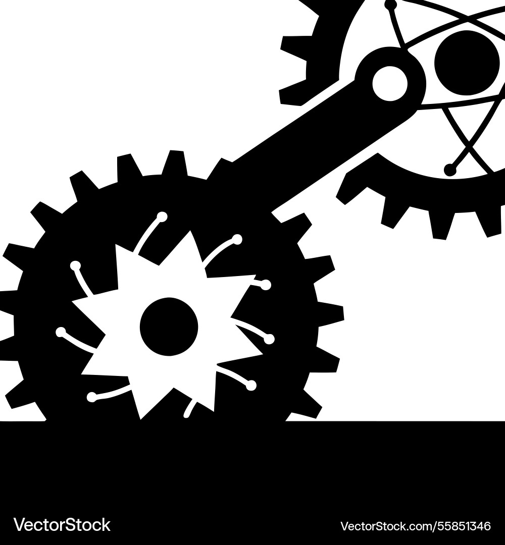 Conceptual showing a system of gears in motion Vector Image