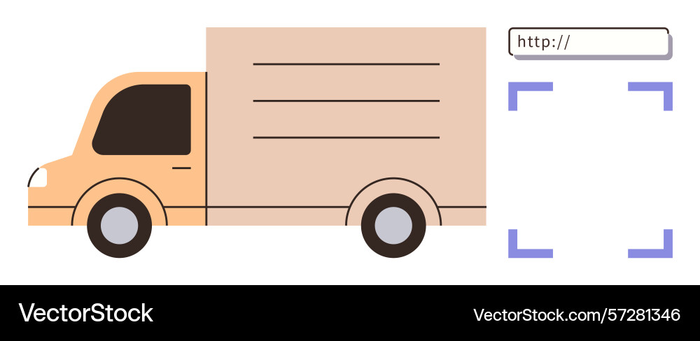 Delivery truck with scanning frame and url bar Vector Image