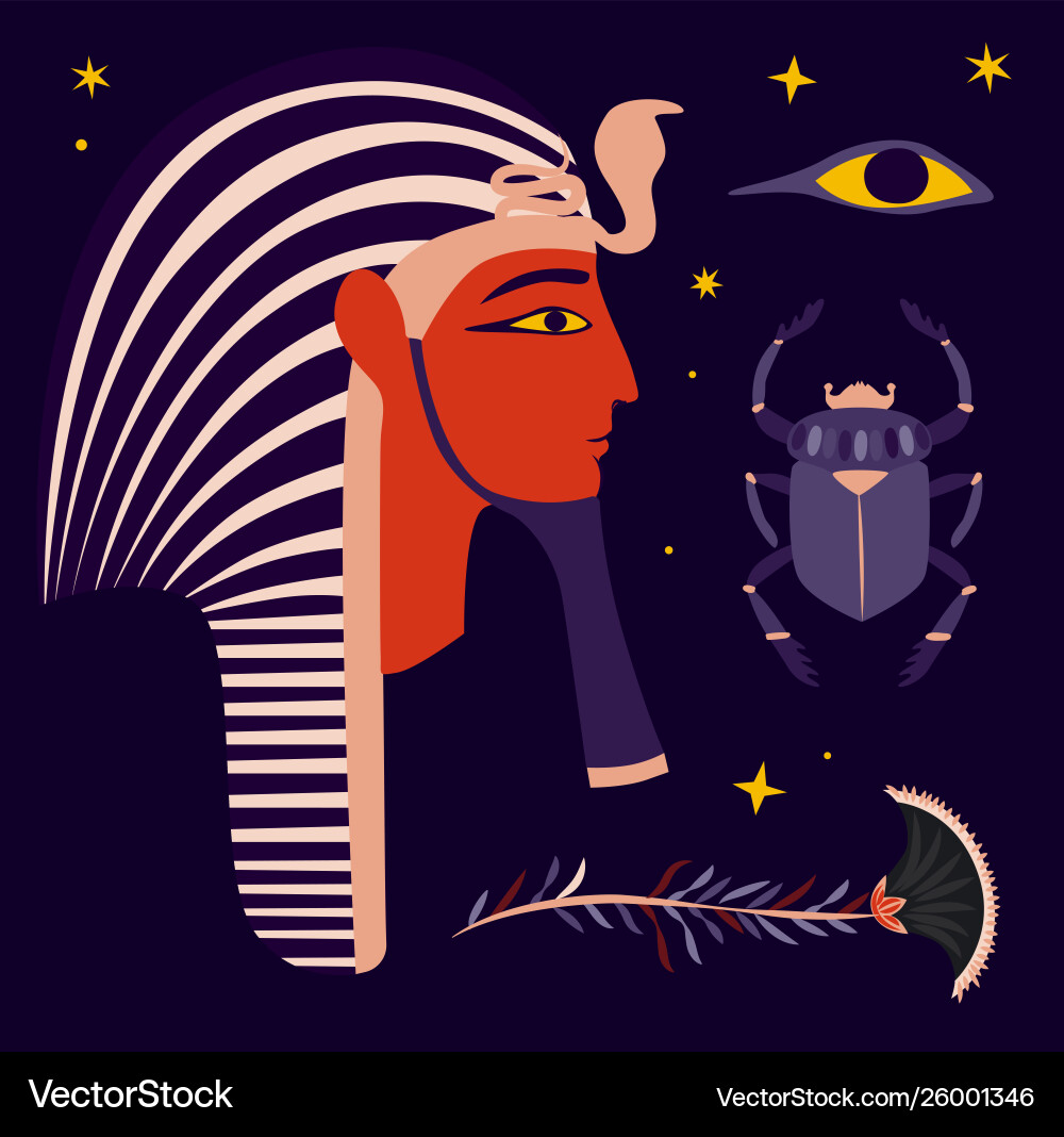Egypt pattern objects on dark background vector image