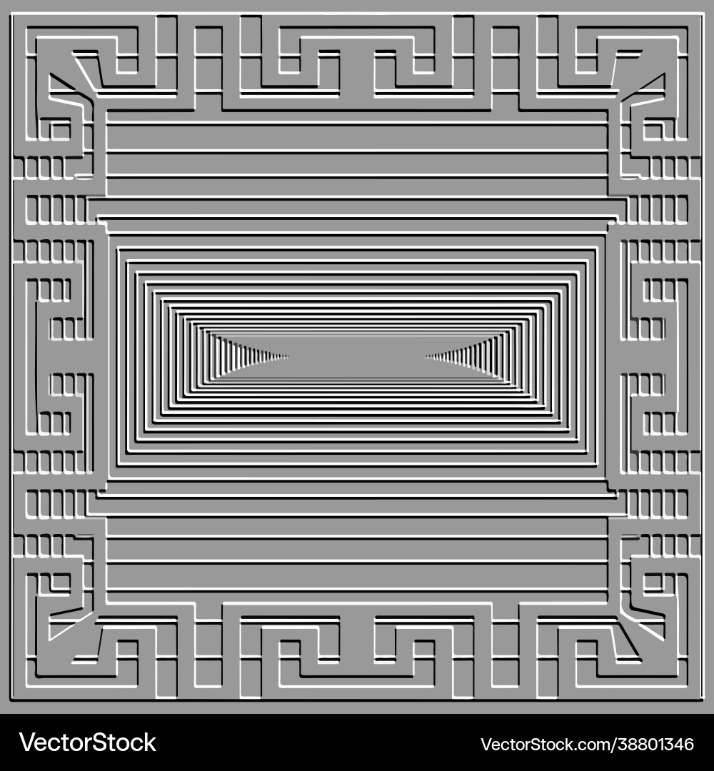 Embossed 3d pattern square frame greek emboss Embossed 3d pattern square frame greek emboss vector image