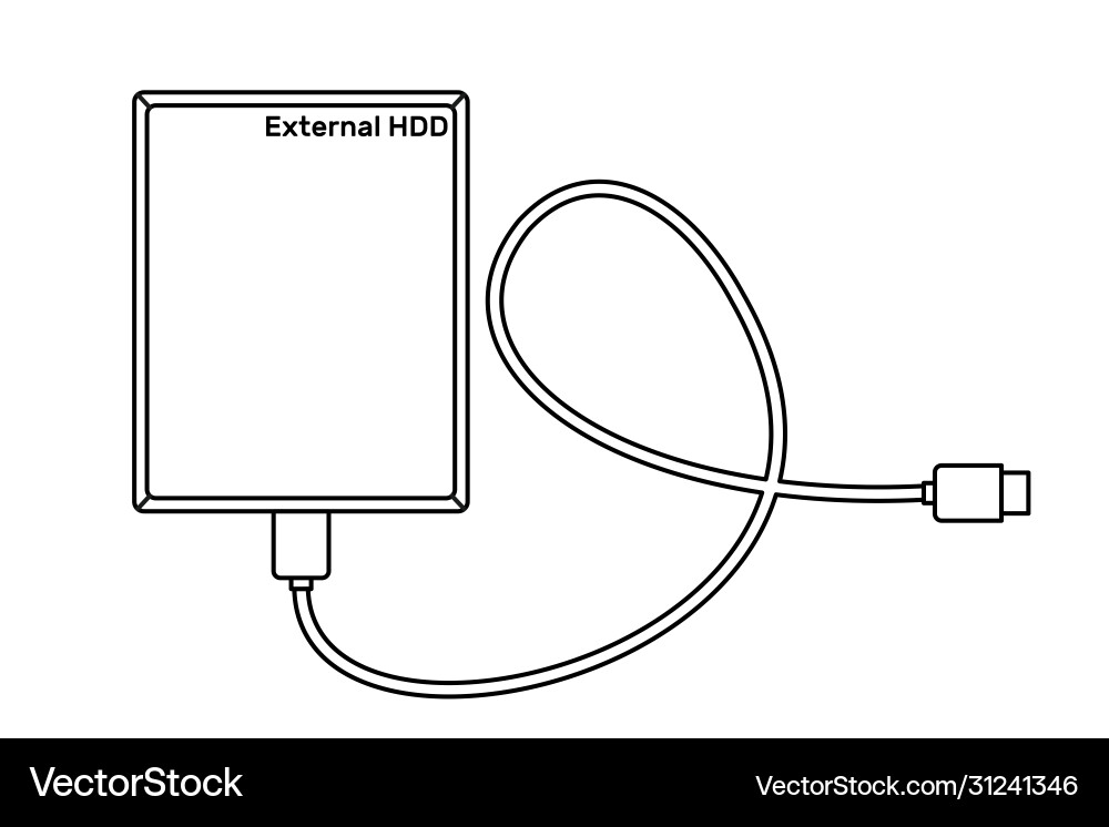 External hard drive disk icon in line art style External hard drive disk icon in line art style vector image
