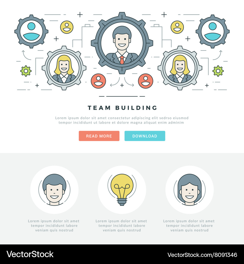 Flat line business concept web site header vector image