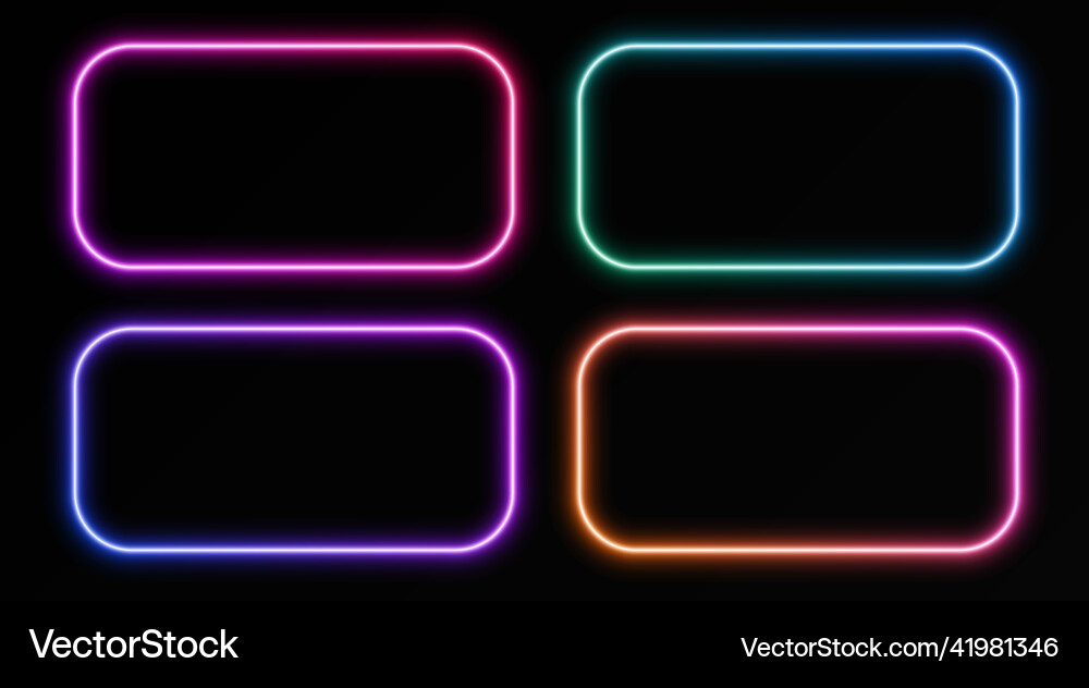 Gradient neon frames rectangular borders Vector Image
