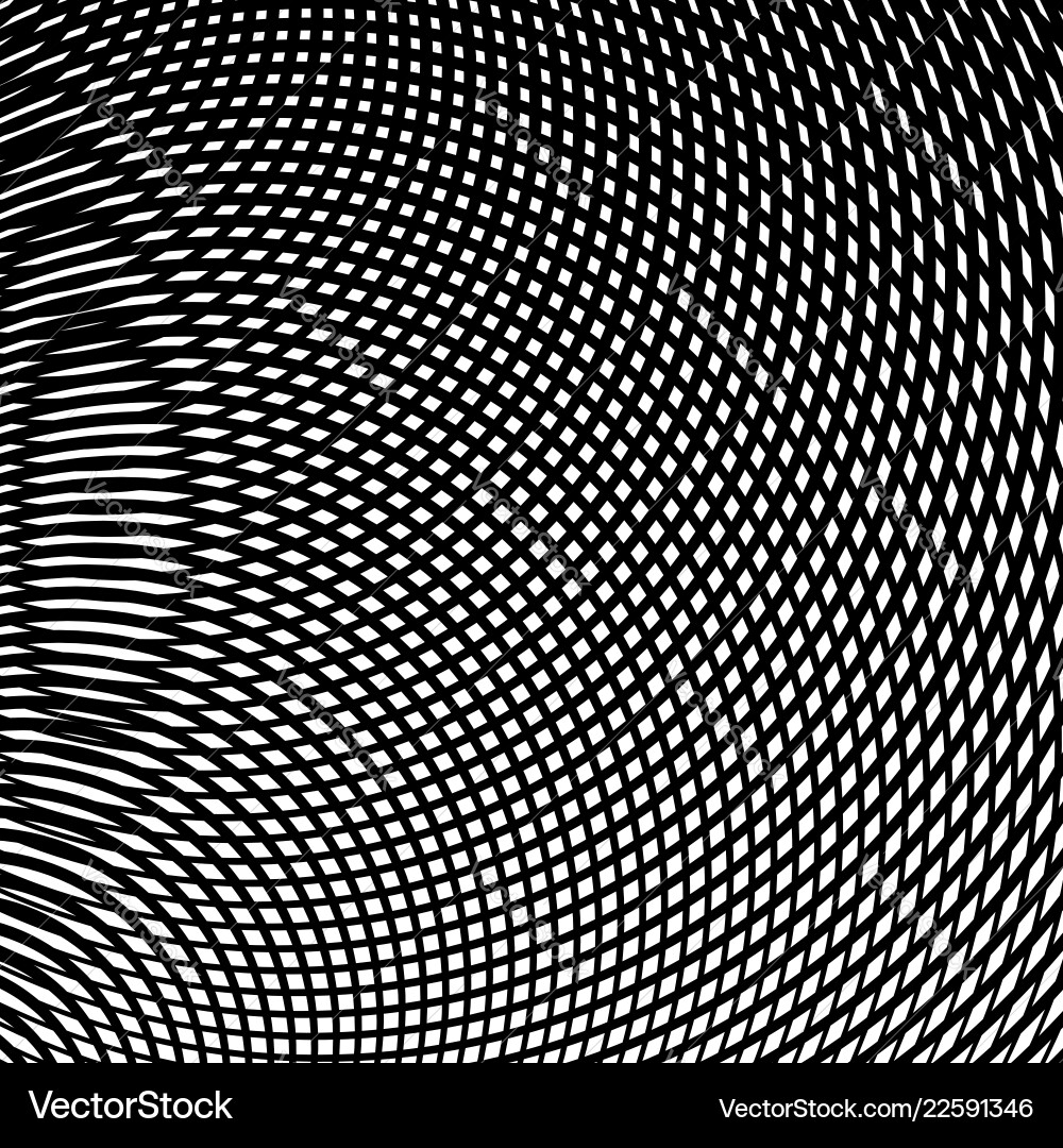 Grid mesh of curved lines cellular moire effect Grid mesh of curved lines cellular moire effect vector image