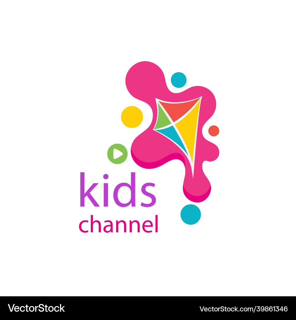 Kids channel logo design with kite icon simple Kids channel logo design with kite icon simple vector image