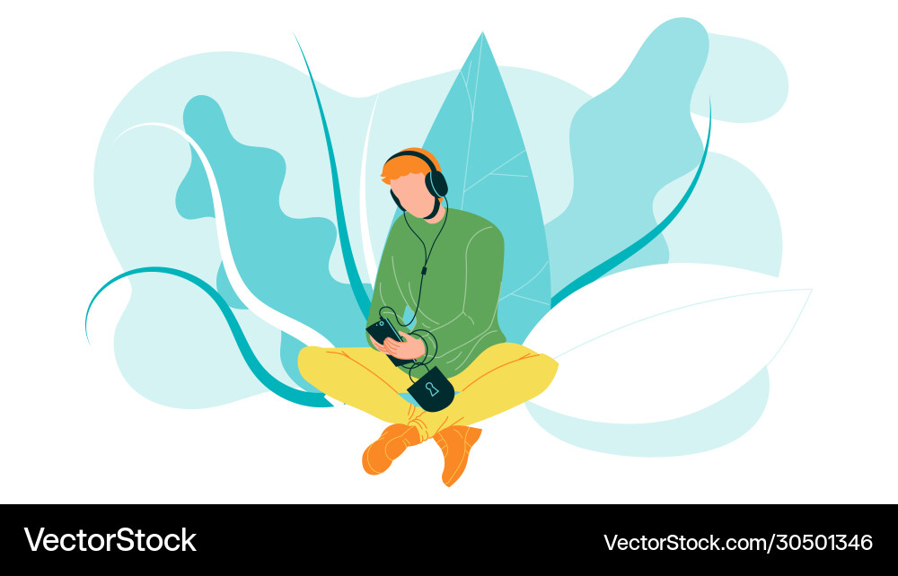 Man using mobile cellular for listen music Man using mobile cellular for listen music vector image
