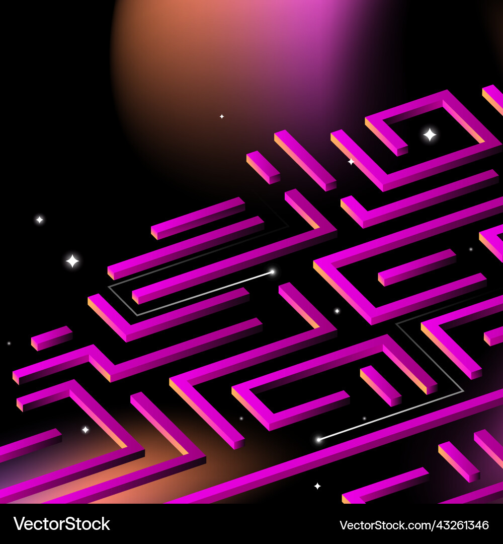 Pink maze coding technology chip isometric Pink maze coding technology chip isometric vector image