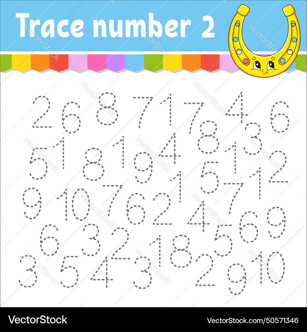 Trace number handwriting practice learning Trace number handwriting practice learning vector image