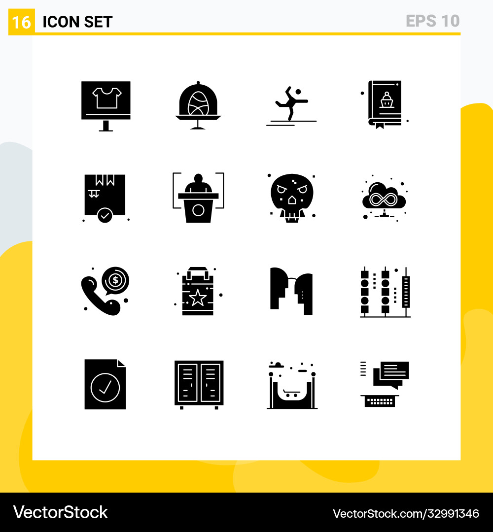 User interface pack 16 basic solid glyphs vector image