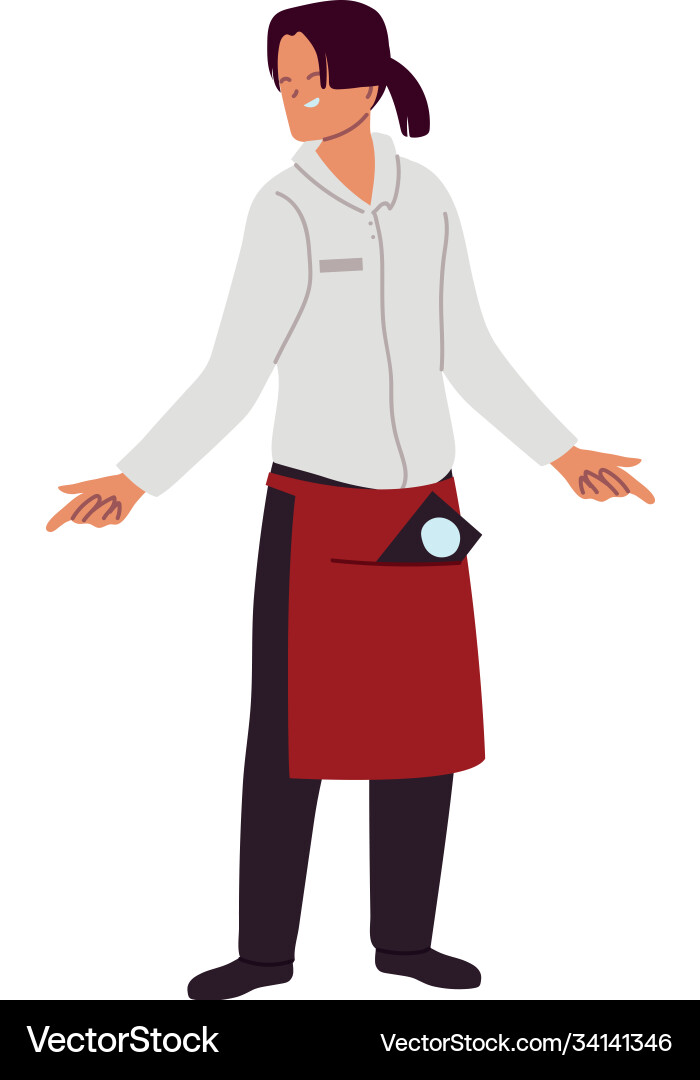 Waiter with uniform and menu on white background Waiter with uniform and menu on white background Vector Image