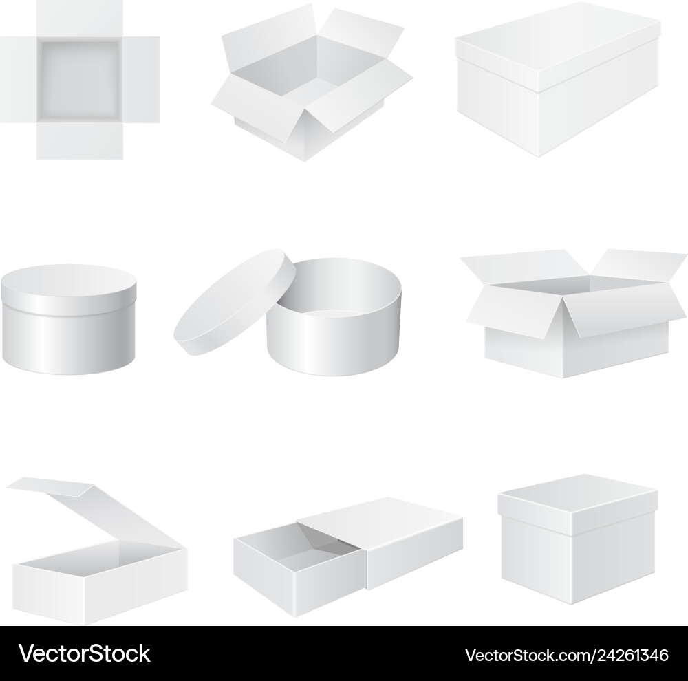 White paper boxes set od 3d objects Vector Image