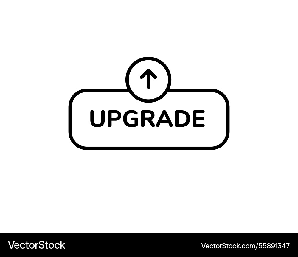 Black upgrade button icon with upward arrow vector image
