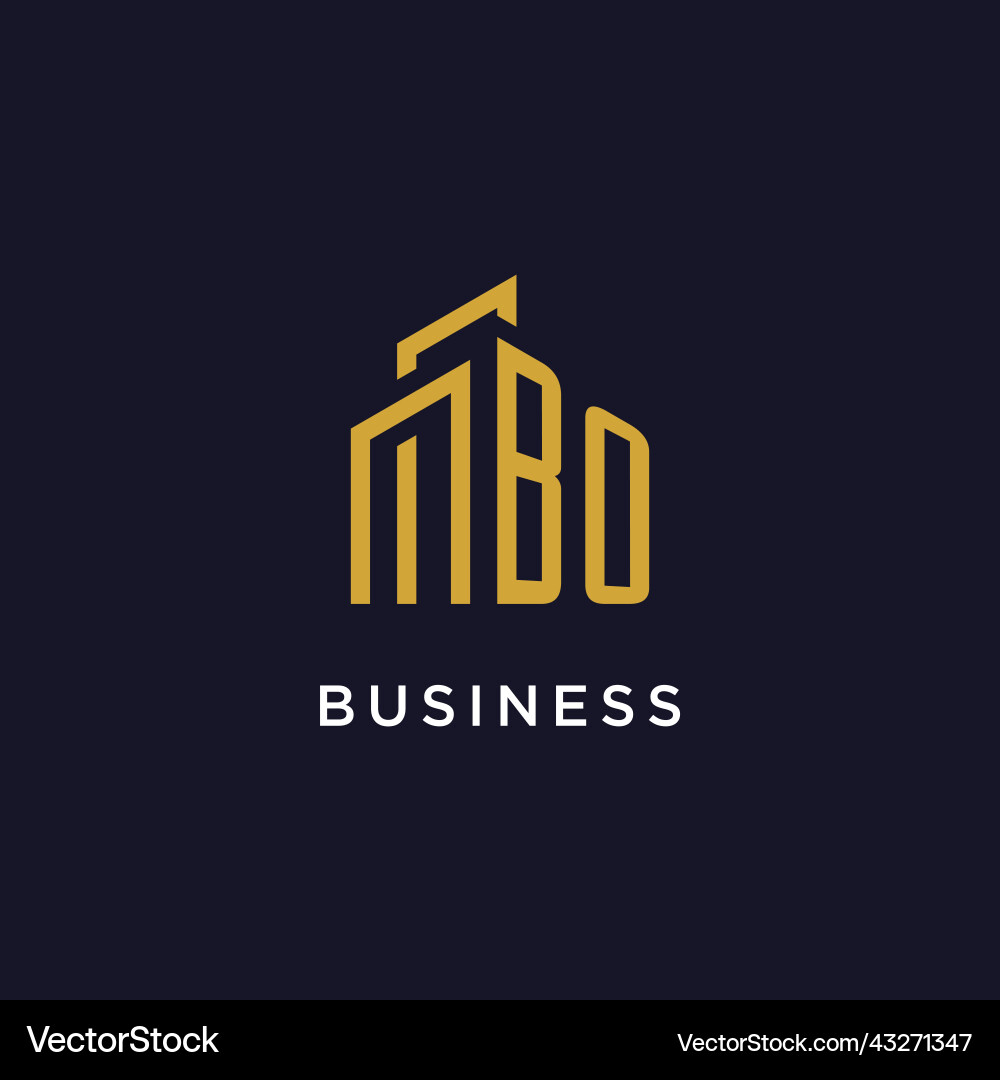 Bo initial monogram with building logo design Bo initial monogram with building logo design Vector Image