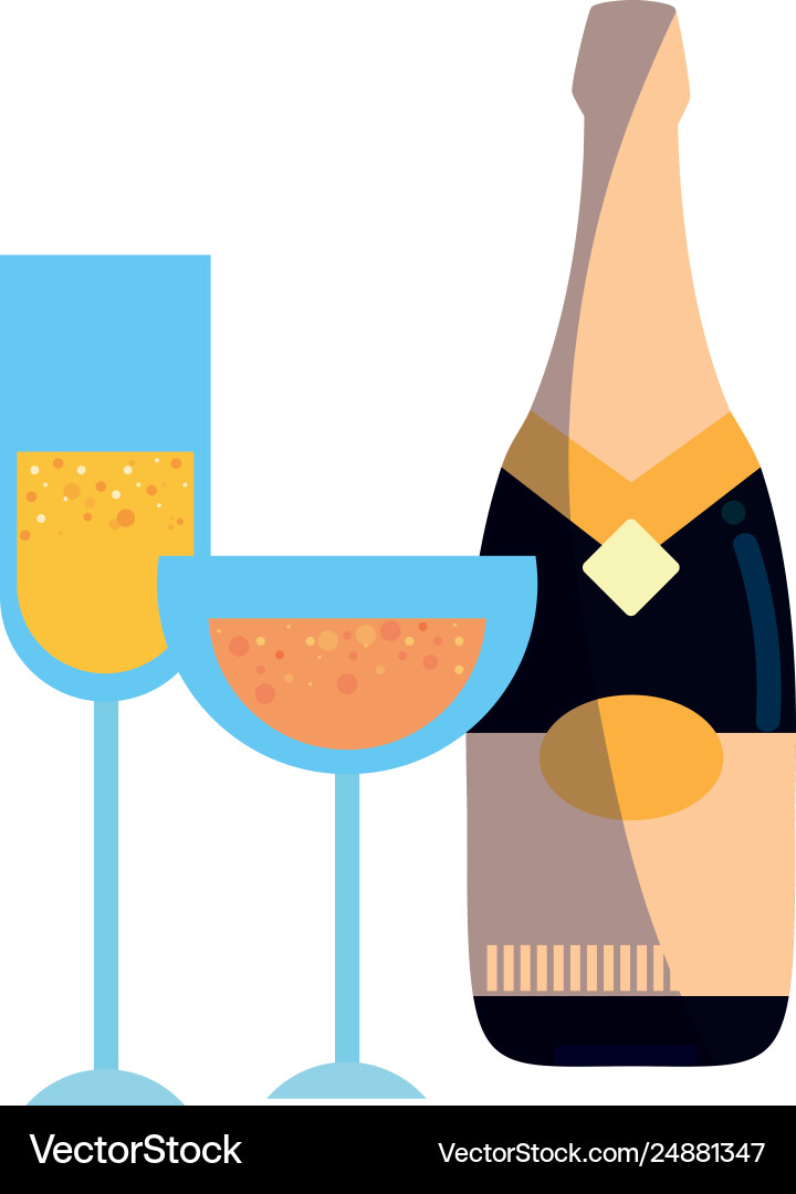 Champagnerflasche und Brille Feier vektorbild