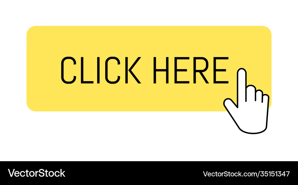 Click here square push button isolated on white Vector Image