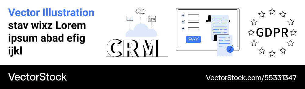 Crm system integration with gdpr compliance Vector Image