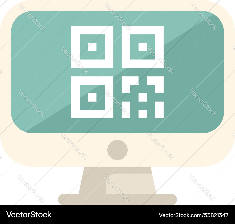 Desktop computer displaying qr code for online Desktop computer displaying qr code for online Vector Image