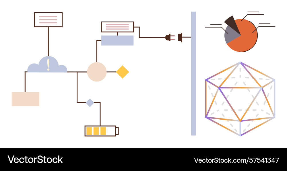 Flowchart of data processing with cloud storage vector image