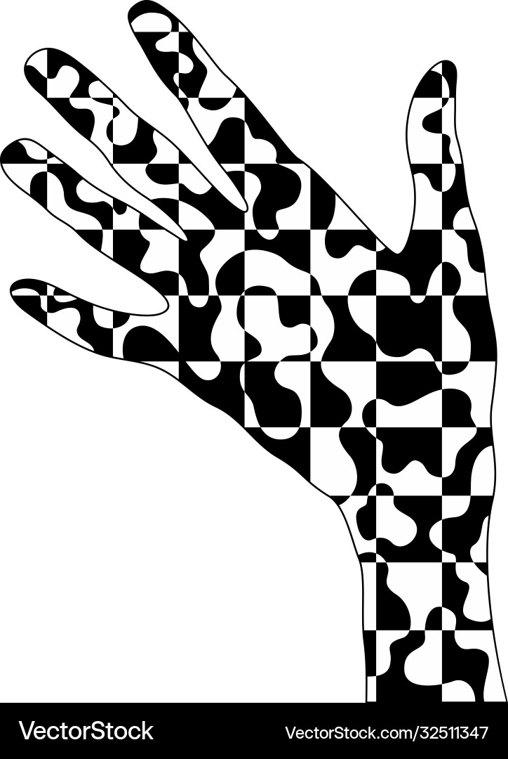 Hand with checkered pattern inside Vector Image