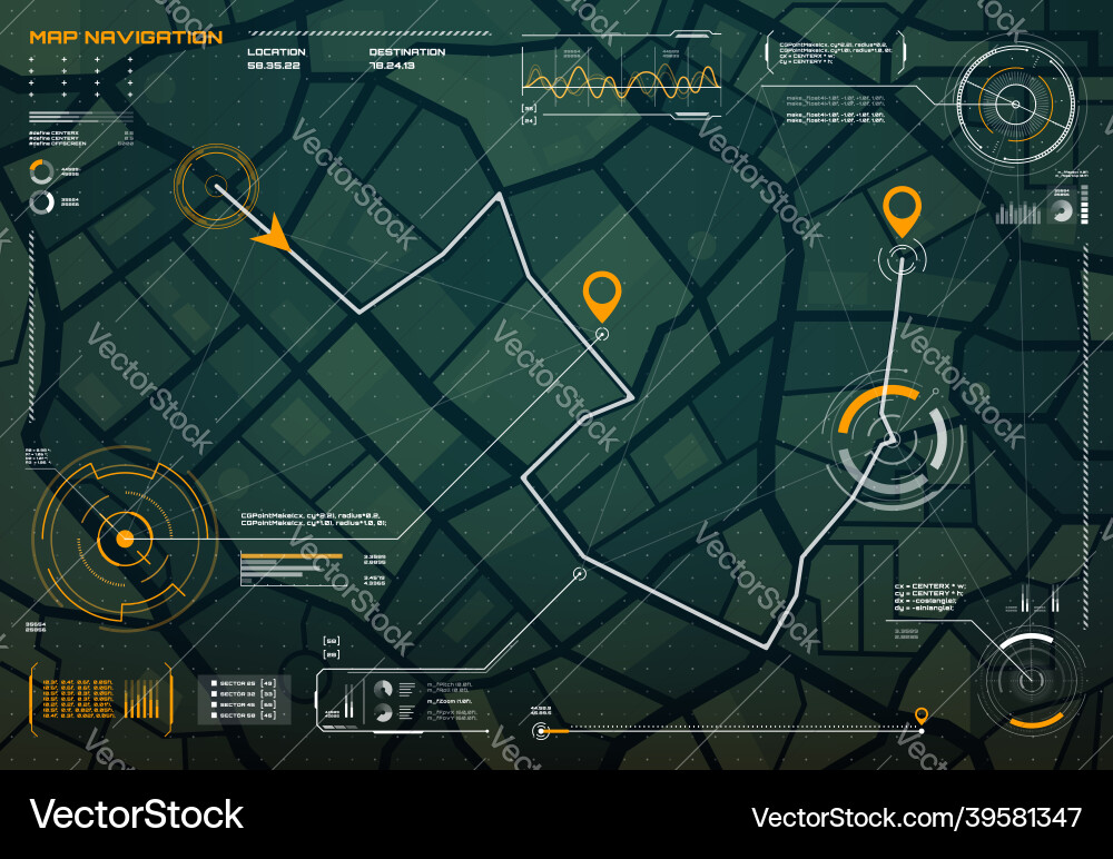 Hud navigation city map screen interface compass Hud navigation city map screen interface compass vector image