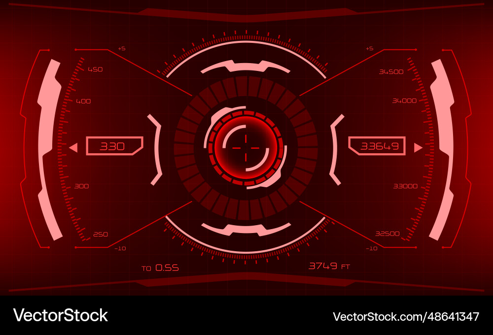 Hud sci-fi interface screen view red geometric Hud sci-fi interface screen view red geometric vector image