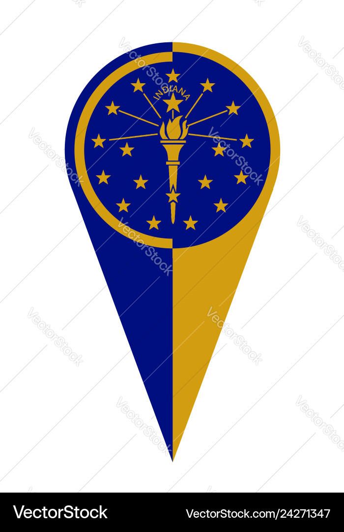 Indiana map pointer location flag vector image